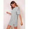 imageFloerns Womens Casual Ripped Short Sleeve Tshirt Tunic DressLight Grey