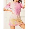 imageFloerns Womens Casual Ripped Short Sleeve Tshirt Tunic DressPink Multi