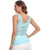 imageFloerns Womens Contrast Lace Sleeveless Scalloped Hem V Neck Sheer Tank TopBlue