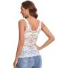 imageFloerns Womens Contrast Lace Sleeveless Scalloped Hem V Neck Sheer Tank TopWhite