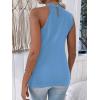 imageFloerns Womens Cut Out Mock Neck Asymmetrical Sleeveless Casual Tank TopBlue