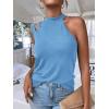 imageFloerns Womens Cut Out Mock Neck Asymmetrical Sleeveless Casual Tank TopBlue