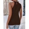imageFloerns Womens Cut Out Mock Neck Asymmetrical Sleeveless Casual Tank TopBrown