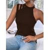 imageFloerns Womens Cut Out Mock Neck Asymmetrical Sleeveless Casual Tank TopBrown