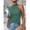 imageFloerns Womens Cut Out Mock Neck Asymmetrical Sleeveless Casual Tank TopGreen