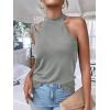 imageFloerns Womens Cut Out Mock Neck Asymmetrical Sleeveless Casual Tank TopGrey