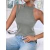 imageFloerns Womens Cut Out Mock Neck Asymmetrical Sleeveless Casual Tank TopGrey