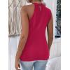 imageFloerns Womens Cut Out Mock Neck Asymmetrical Sleeveless Casual Tank TopHot Pink Solid