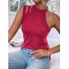 imageFloerns Womens Cut Out Mock Neck Asymmetrical Sleeveless Casual Tank TopHot Pink Solid