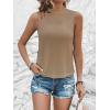 imageFloerns Womens Cut Out Mock Neck Asymmetrical Sleeveless Casual Tank TopKhaki