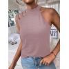 imageFloerns Womens Cut Out Mock Neck Asymmetrical Sleeveless Casual Tank TopMauve Purple