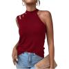 imageFloerns Womens Cut Out Mock Neck Asymmetrical Sleeveless Casual Tank TopRed