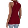 imageFloerns Womens Cut Out Mock Neck Asymmetrical Sleeveless Casual Tank TopRed