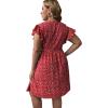 imageFloerns Womens Plus Size Floral V Neck Ruffle Sleeve Short Summer DressA Red