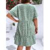 imageFloerns Womens Plus Size Floral V Neck Ruffle Sleeve Short Summer DressGreen Dalmatian