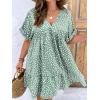 imageFloerns Womens Plus Size Floral V Neck Ruffle Sleeve Short Summer DressGreen Dalmatian