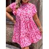 imageFloerns Womens Plus Size Floral V Neck Ruffle Sleeve Short Summer DressPink and Red