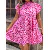 imageFloerns Womens Plus Size Floral V Neck Ruffle Sleeve Short Summer DressPink and Red