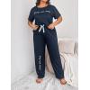 imageFloerns Womens Plus Size Pajamas Graphic Print Short Sleeve Tee with Pants Pj SetA Navy Blue