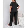 imageFloerns Womens Plus Size Pajamas Graphic Print Short Sleeve Tee with Pants Pj SetBlack Slogan