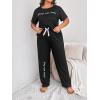 imageFloerns Womens Plus Size Pajamas Graphic Print Short Sleeve Tee with Pants Pj SetBlack Slogan