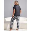 imageFloerns Womens Plus Size Pajamas Graphic Print Short Sleeve Tee with Pants Pj SetBlack White Plaid