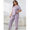 imageFloerns Womens Plus Size Pajamas Graphic Print Short Sleeve Tee with Pants Pj SetDusty Purple