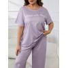 imageFloerns Womens Plus Size Pajamas Graphic Print Short Sleeve Tee with Pants Pj SetDusty Purple