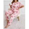 imageFloerns Womens Plus Size Pajamas Graphic Print Short Sleeve Tee with Pants Pj SetPink Bear