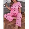 imageFloerns Womens Plus Size Pajamas Graphic Print Short Sleeve Tee with Pants Pj SetPink Heart