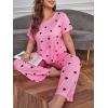 imageFloerns Womens Plus Size Pajamas Graphic Print Short Sleeve Tee with Pants Pj SetPink Heart