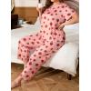 imageFloerns Womens Plus Size Pajamas Graphic Print Short Sleeve Tee with Pants Pj SetPink Strawberry