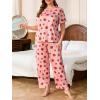 imageFloerns Womens Plus Size Pajamas Graphic Print Short Sleeve Tee with Pants Pj SetPink Strawberry