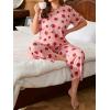 imageFloerns Womens Plus Size Pajamas Graphic Print Short Sleeve Tee with Pants Pj SetPink Strawberry