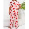 imageFloerns Womens Plus Size Pajamas Graphic Print Short Sleeve Tee with Pants Pj SetPink Watermelon