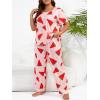 imageFloerns Womens Plus Size Pajamas Graphic Print Short Sleeve Tee with Pants Pj SetPink Watermelon