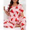 imageFloerns Womens Plus Size Pajamas Graphic Print Short Sleeve Tee with Pants Pj SetPink Watermelon