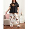 imageFloerns Womens Plus Size Pajamas Graphic Print Short Sleeve Tee with Pants Pj SetWhite Black Bear