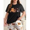 imageFloerns Womens Plus Size Pajamas Graphic Print Short Sleeve Tee with Pants Pj SetWhite Black Bear
