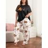imageFloerns Womens Plus Size Pajamas Graphic Print Short Sleeve Tee with Pants Pj SetWhite Black Bear