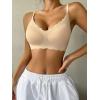 imageFloerns Womens Seamless Deep V Bras Invisibles No Show Wireless Comfortable BraApricot