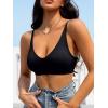 imageFloerns Womens Seamless Deep V Bras Invisibles No Show Wireless Comfortable BraBlack