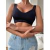 imageFloerns Womens Seamless Deep V Bras Invisibles No Show Wireless Comfortable BraBlack Solid