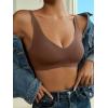 imageFloerns Womens Seamless Deep V Bras Invisibles No Show Wireless Comfortable BraCoffee Brown