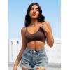 imageFloerns Womens Seamless Deep V Bras Invisibles No Show Wireless Comfortable BraDark Brown
