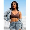 imageFloerns Womens Seamless Deep V Bras Invisibles No Show Wireless Comfortable BraDark Brown