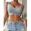 imageFloerns Womens Seamless Deep V Bras Invisibles No Show Wireless Comfortable BraDusty Blue
