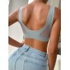imageFloerns Womens Seamless Deep V Bras Invisibles No Show Wireless Comfortable BraDusty Blue