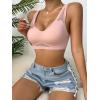 imageFloerns Womens Seamless Deep V Bras Invisibles No Show Wireless Comfortable BraDusty Pink Solid
