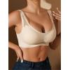 imageFloerns Womens Seamless Deep V Bras Invisibles No Show Wireless Comfortable BraLight Beige